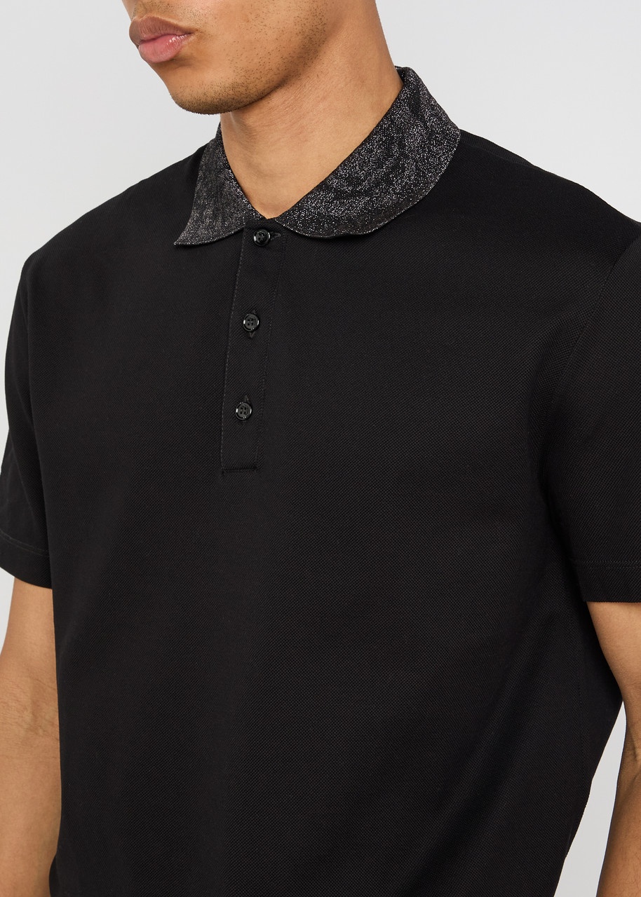 Versace Metallic-weave Cotton Piqué Polo Shirt - 5