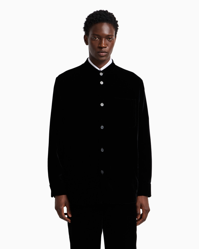 EMPORIO ARMANI ICON SMOOTH VELVET SHIRT JACKET WITH GURU COLLAR outlook