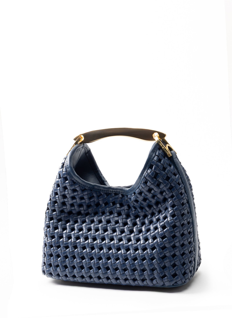 Elleme Small Boomerang Woven Leather Navy outlook