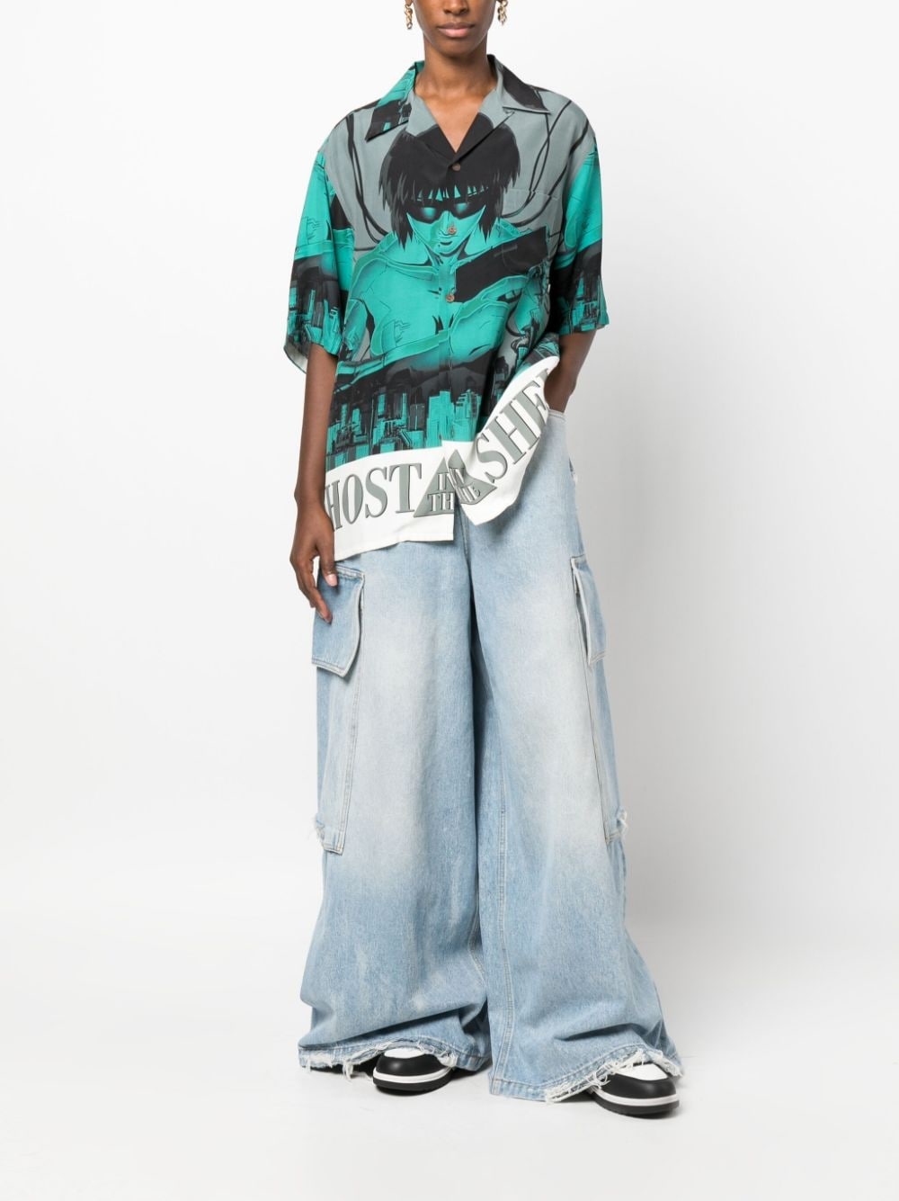 Palms Sunrise Baggy Denim Pants in blue - Palm Angels® Official