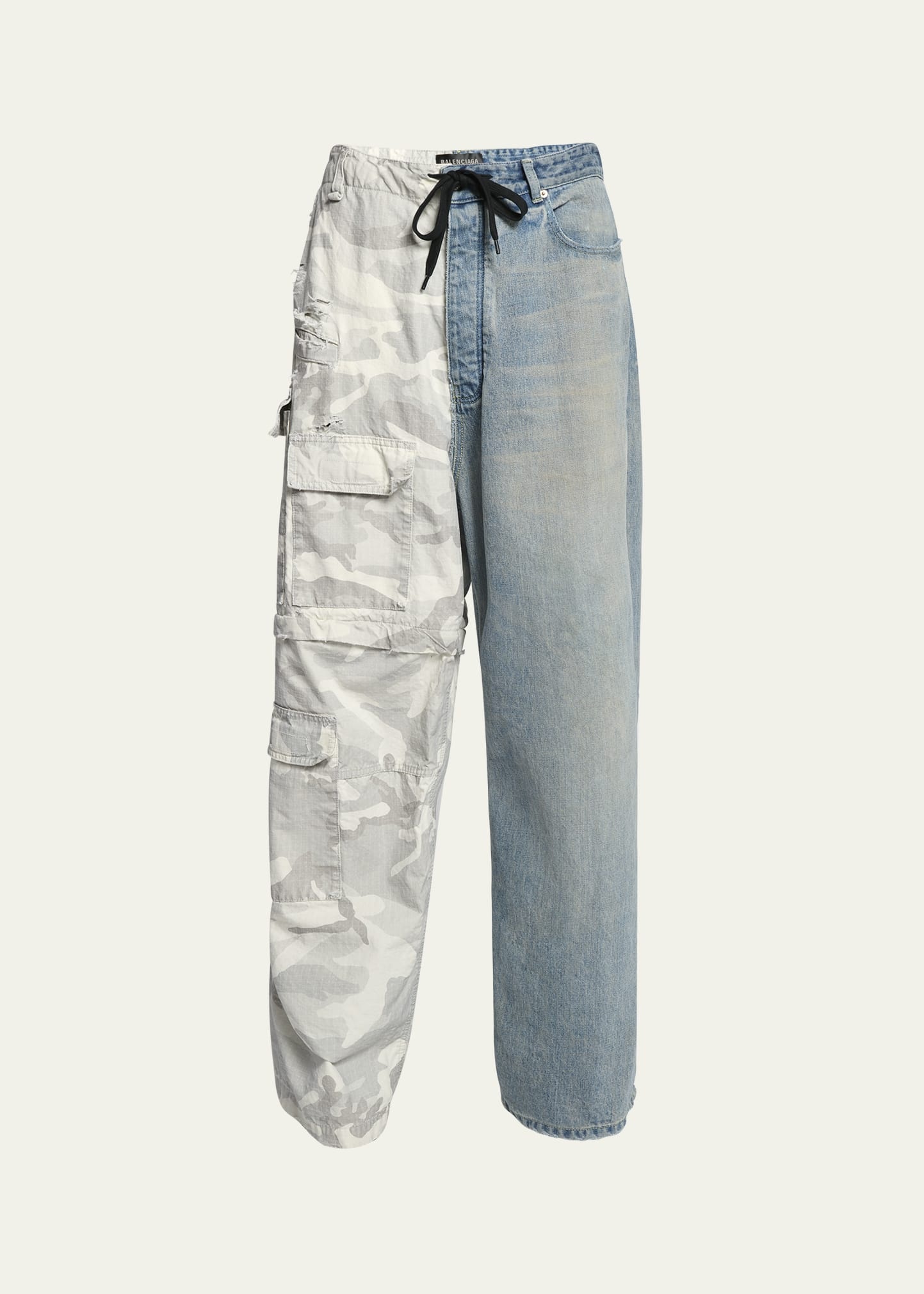 送料関税込【BALENCIAGA】Cotton ripstop and denim cargo pants Cotton ripstop and denim cargo pants in multicoloured