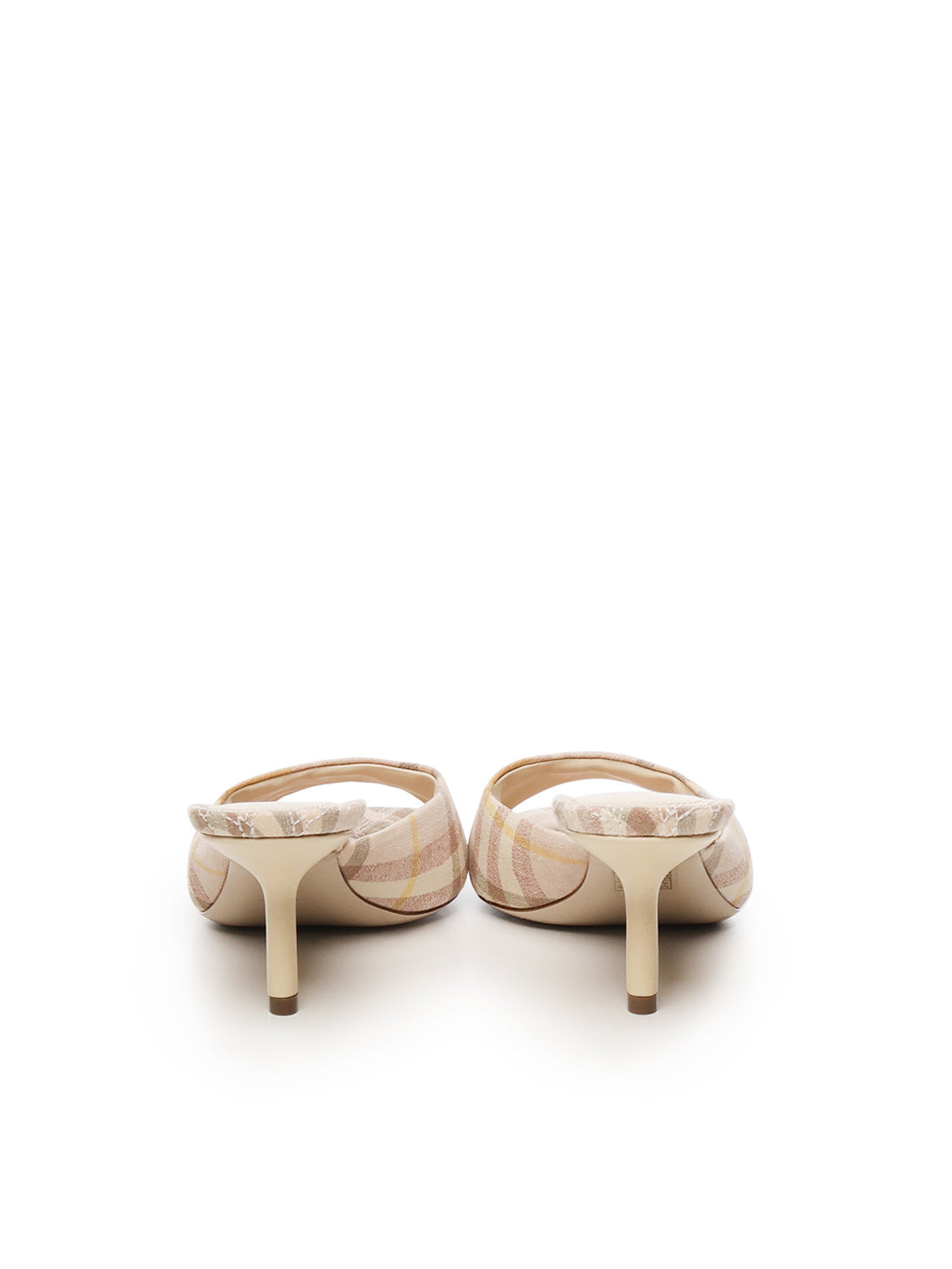 CHECKED LINEN SANDALS HEEL - 3