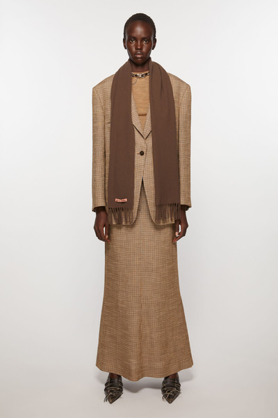 Acne Studios Fringe wool scarf - skinny - Chocolate brown outlook