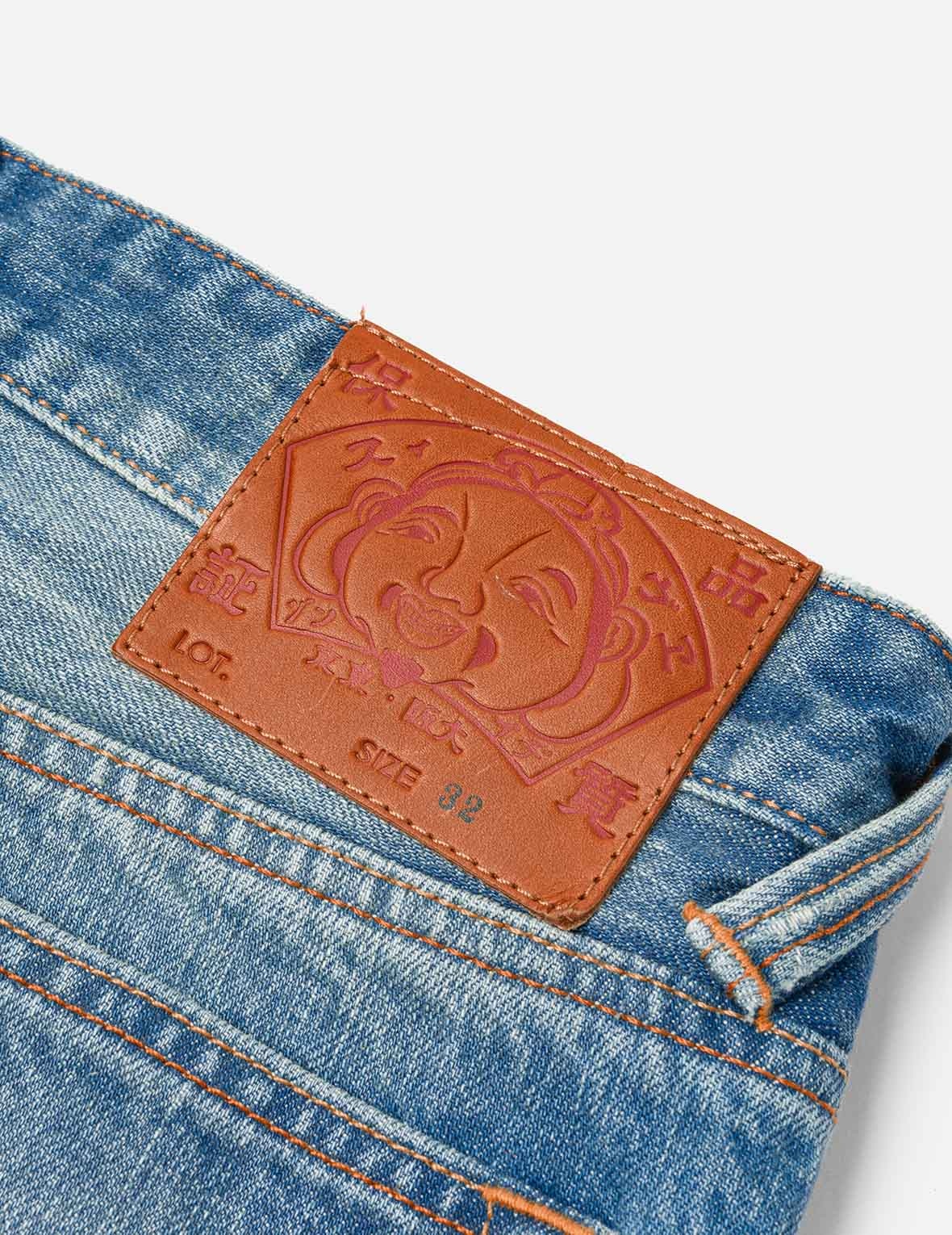 Playful Seagull and The Great Wave Print Regular Fit Denim Shorts - 8