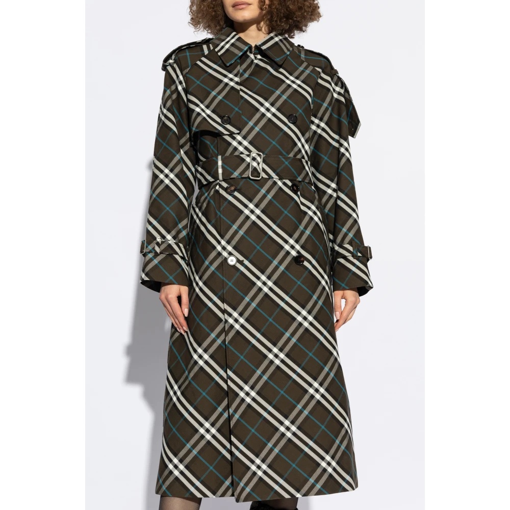 コート Burberry 8095300 C1213 Coats Black Trench Mid-length Taffeta Kensington Trench Coat in Black - Women