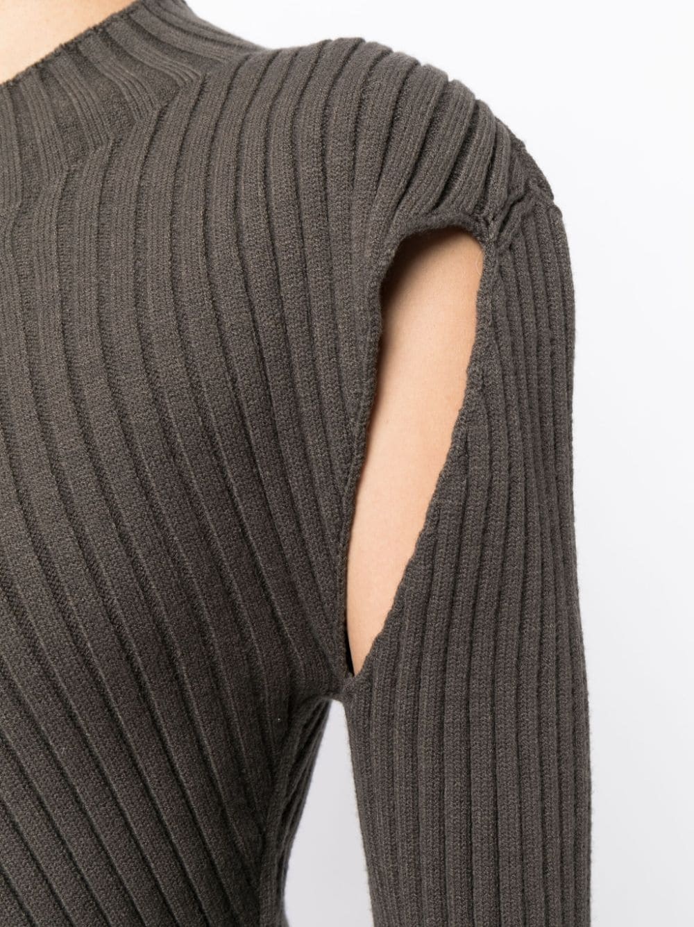 cut-out detailing ribbed-knit jumper - 5