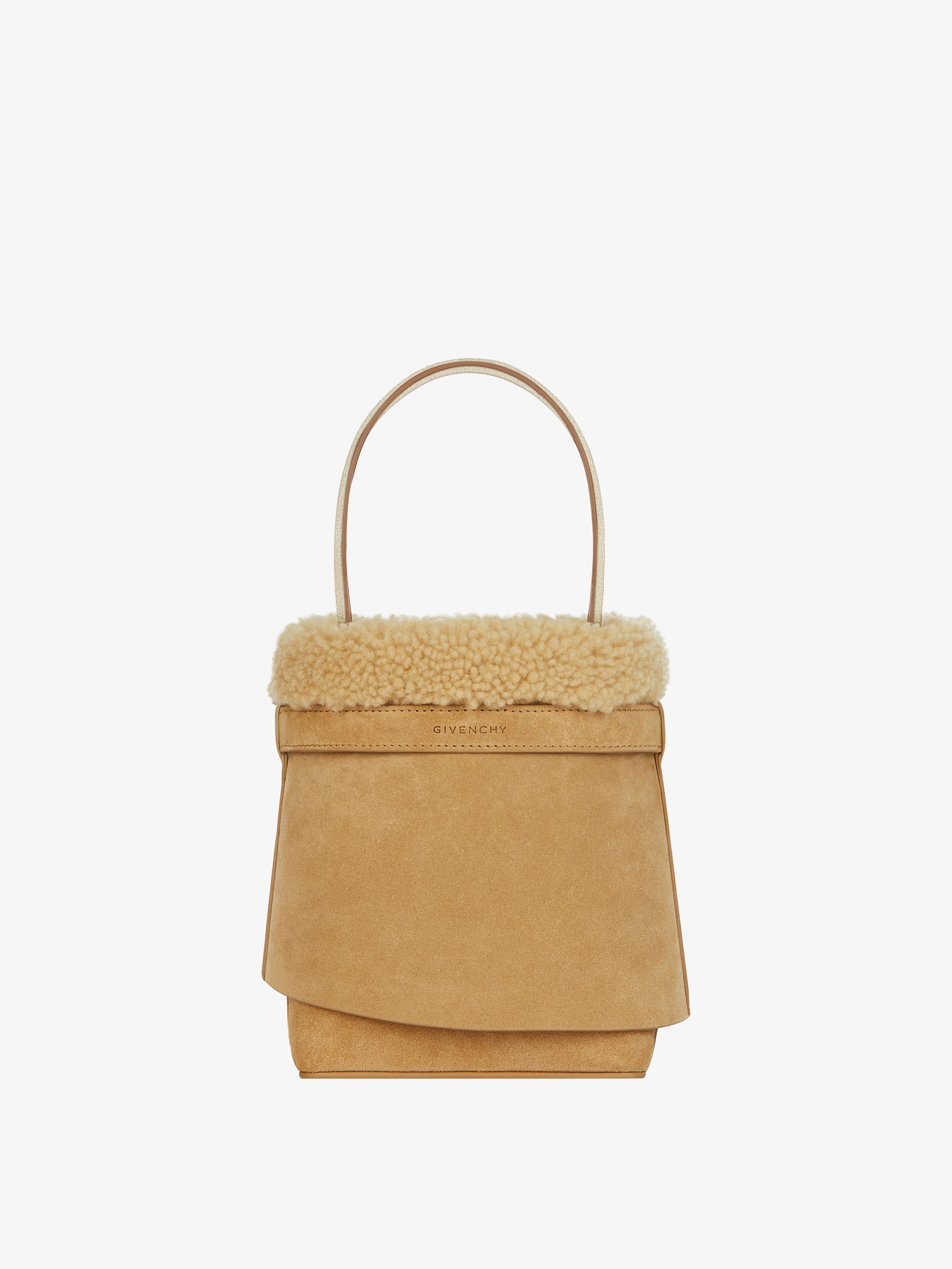 SHARK LOCK BUCKET BAG IN SUEDE AND SHEARLING - 5