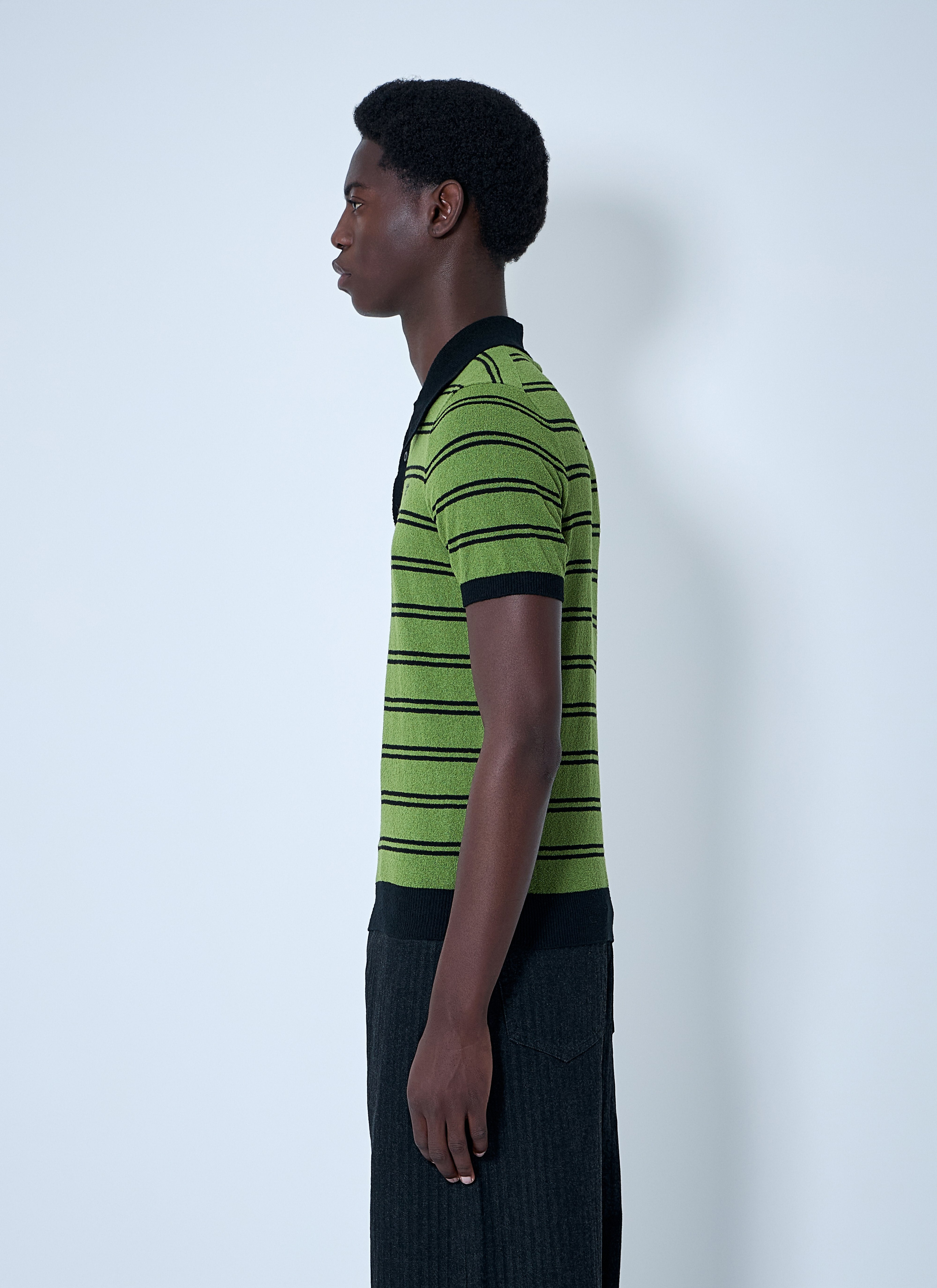 Prada Men Stripe Logo Motif Polo Shirt - 3