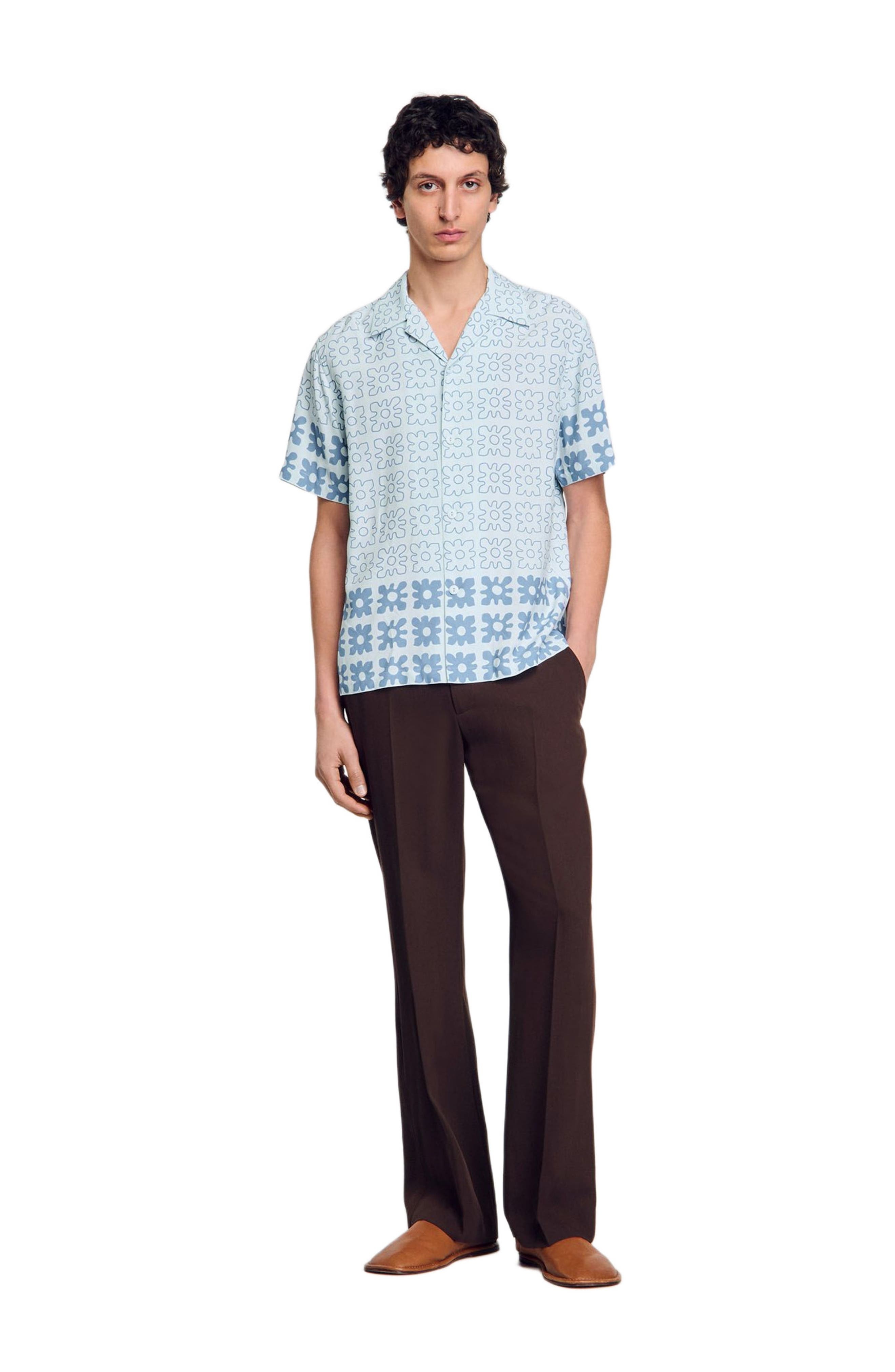 SANDRO Floral motif shirt in Blue Sky at Nordstrom - 6