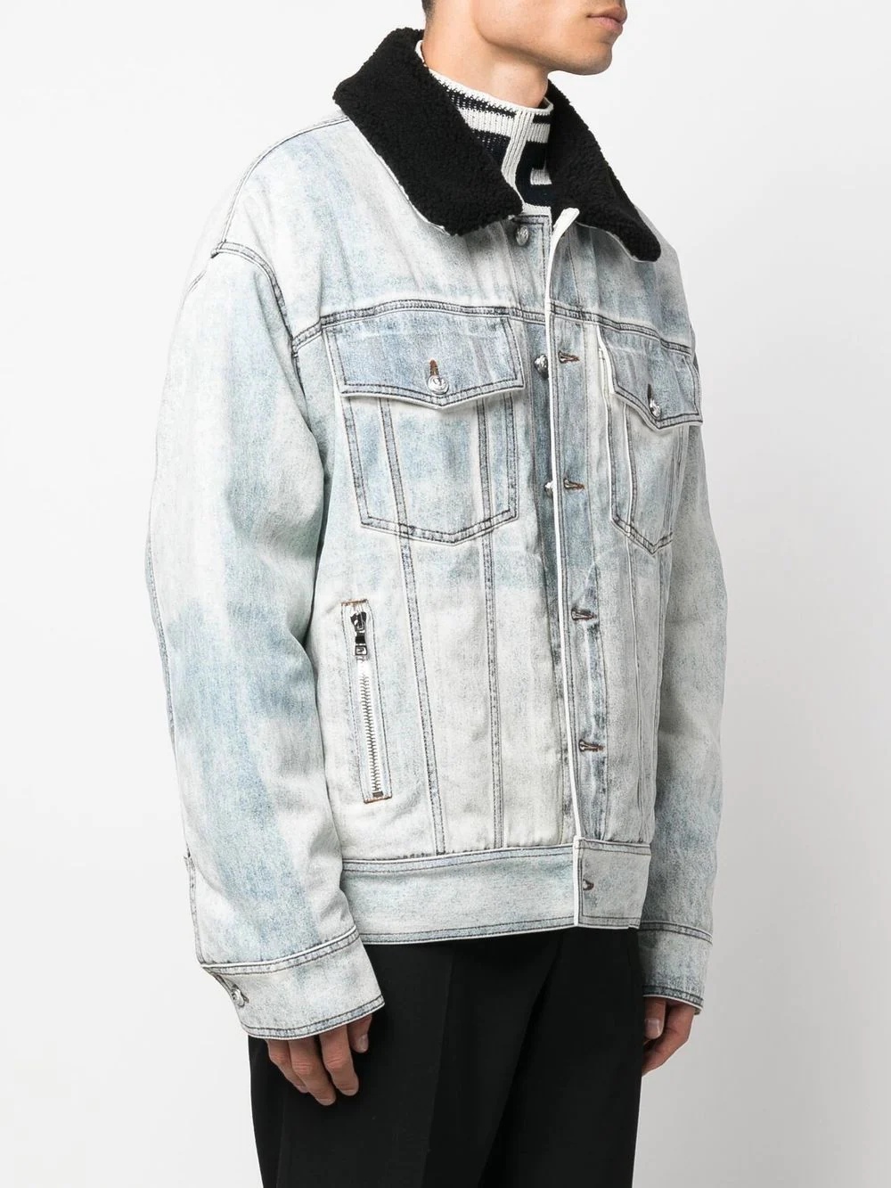 logo-embroidered denim jacket - 3