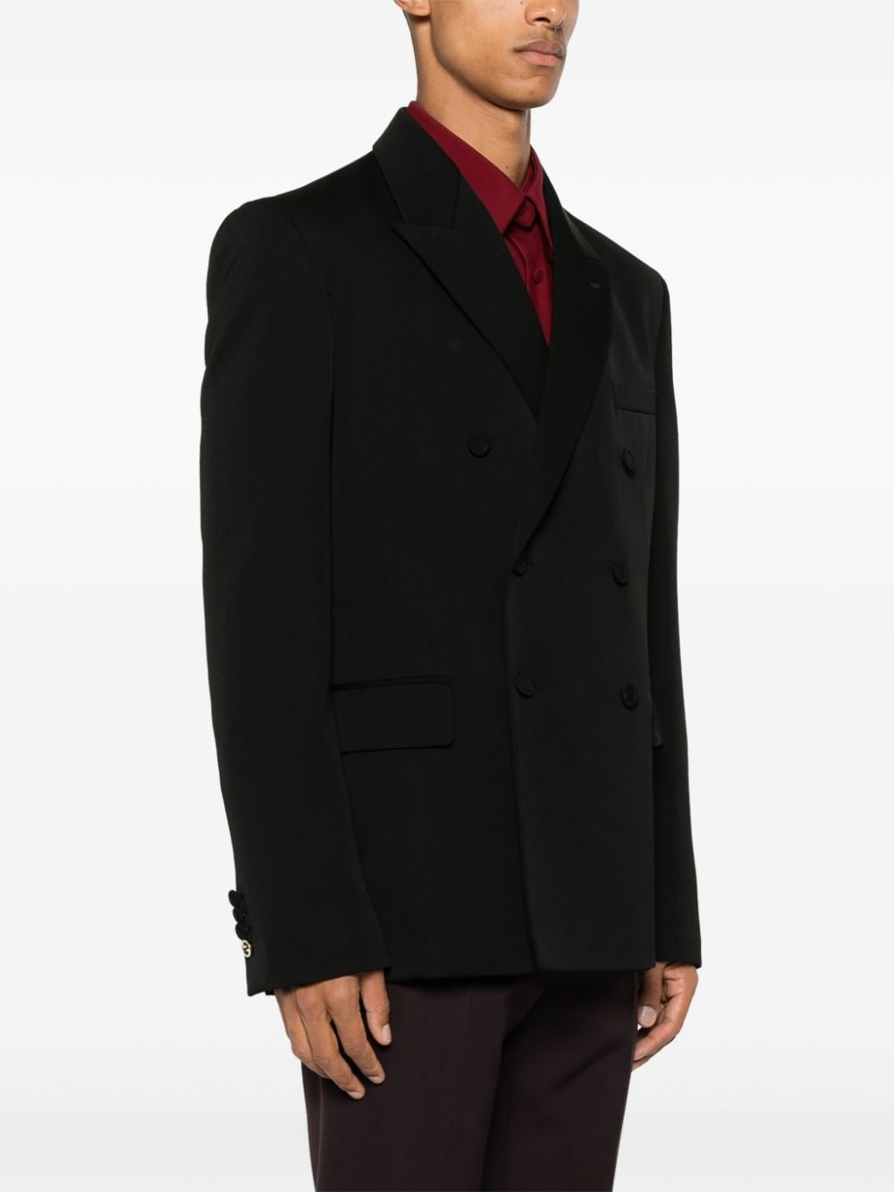 double-breasted wool blazer - 3