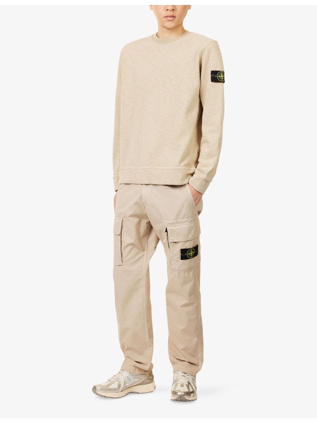 Canvas Weave Logo-Badge Cotton Cargo Trousers - 2