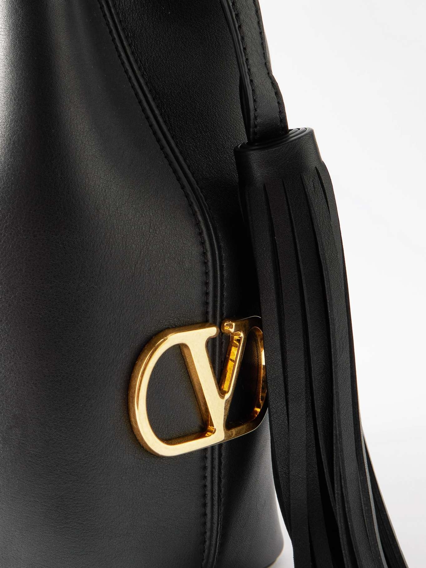 So Seau fringed leather shoulder bag Black - 4
