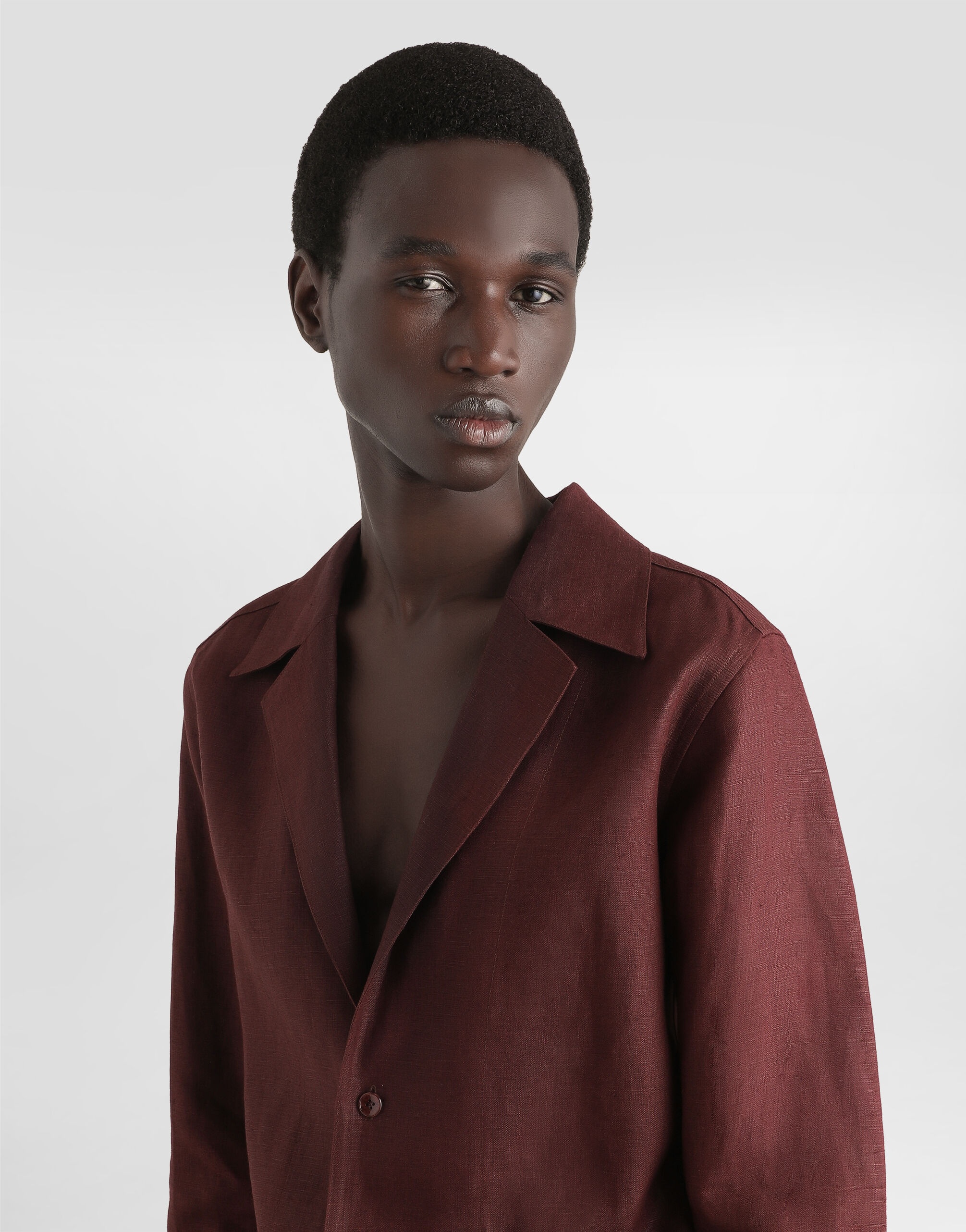 Long-sleeved V-neck shirt in linen fabric - 4