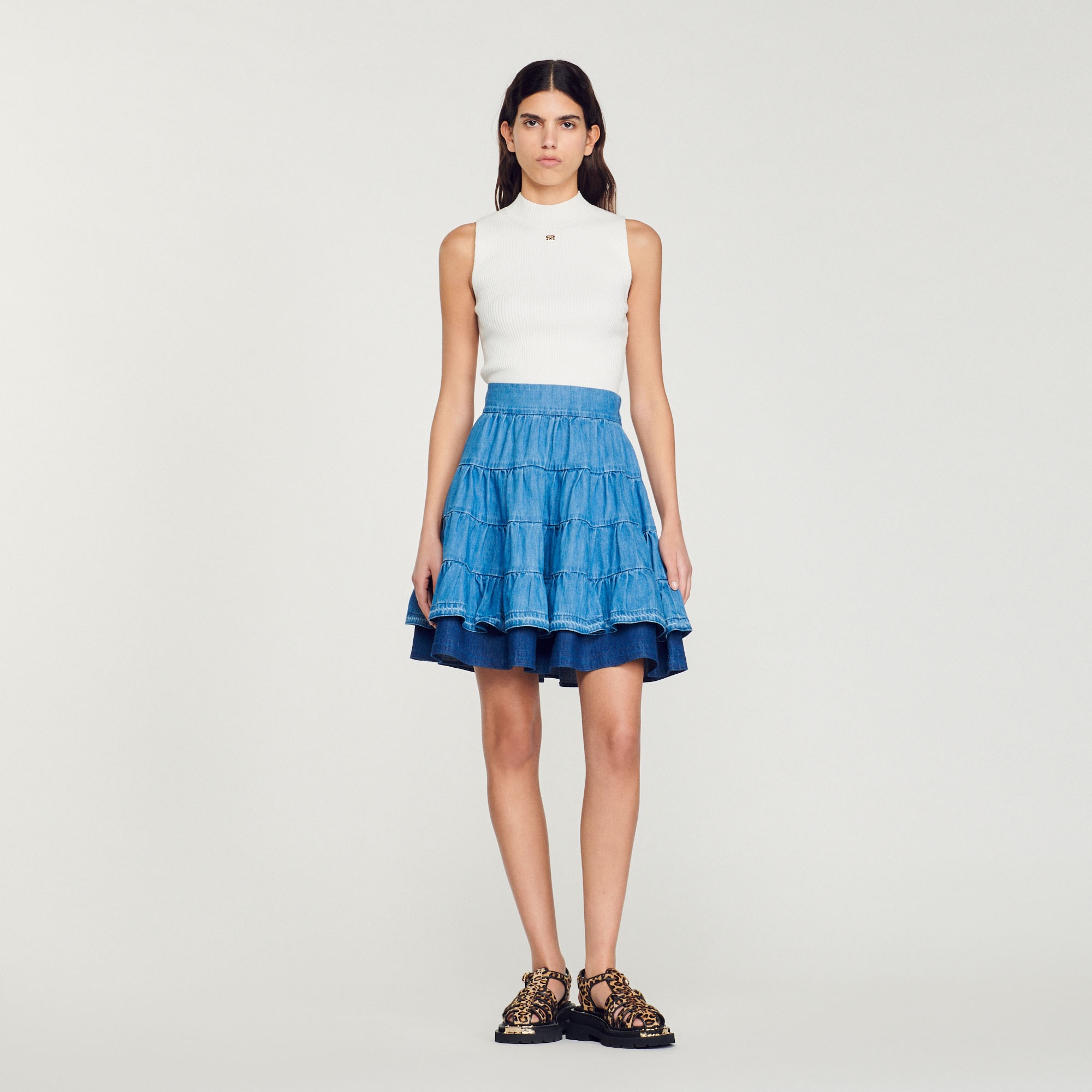 Short denim skirt - 3