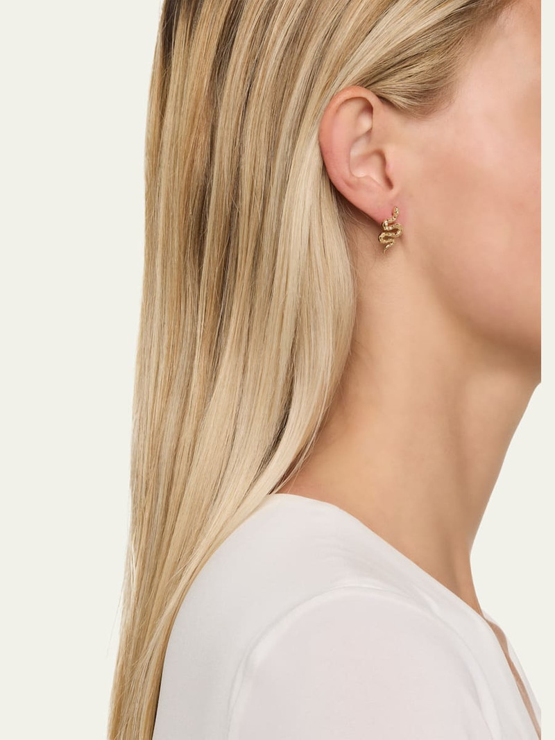 SYDNEY EVAN 14K Yellow Gold Diamond Snake Stud Earring, Single outlook