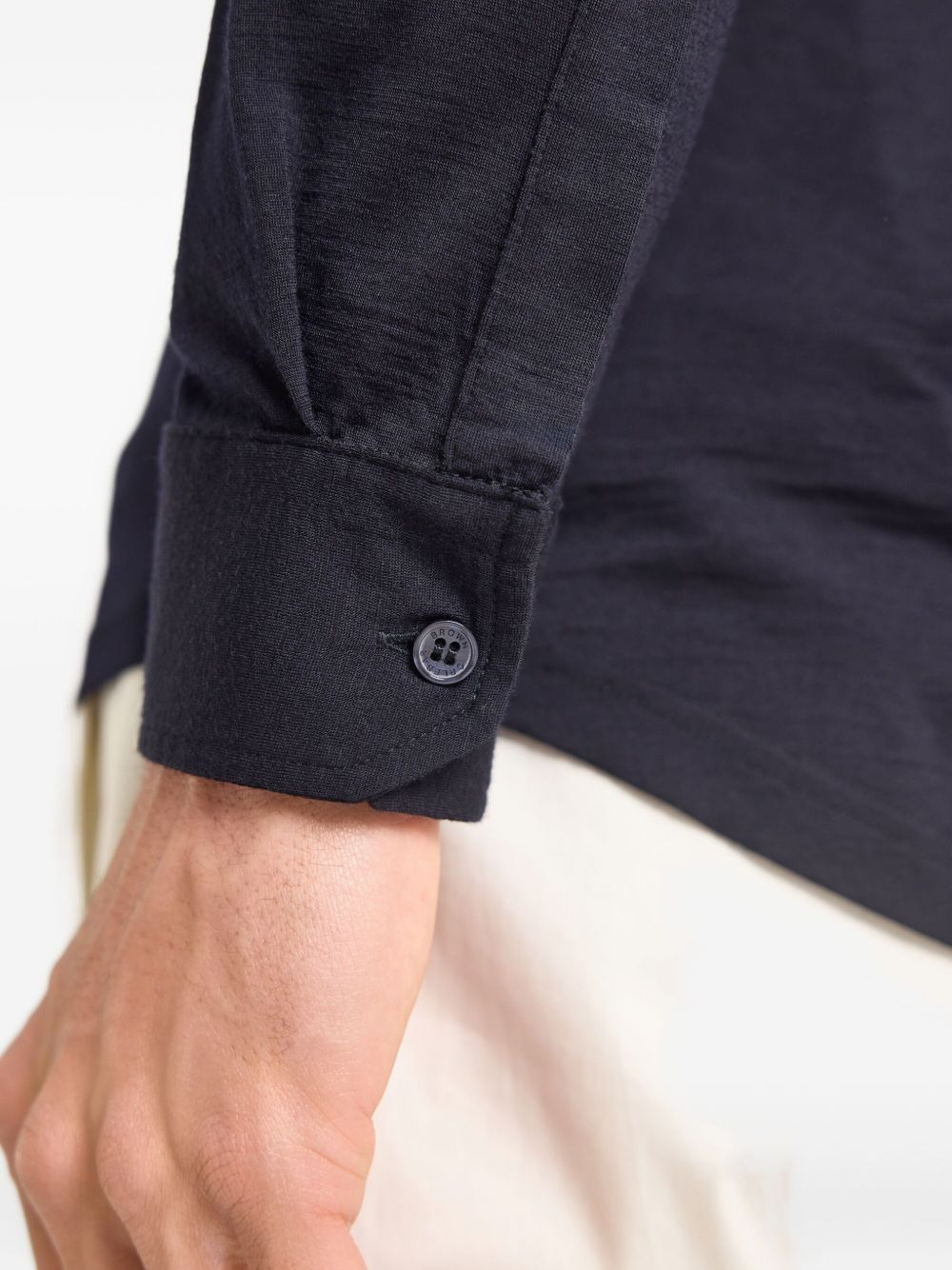 long-sleeve merino wool polo shirt - 5