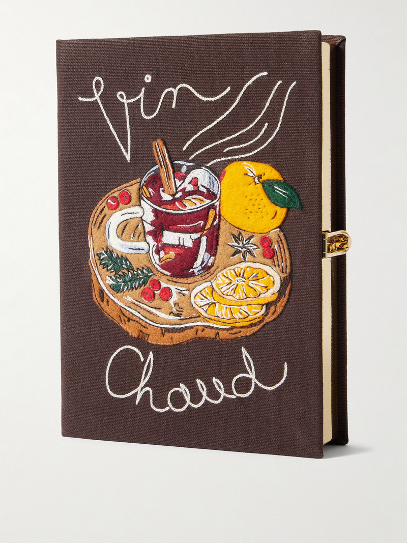 Vin Chaud Embroidered Appliquéd Canvas Clutch 1