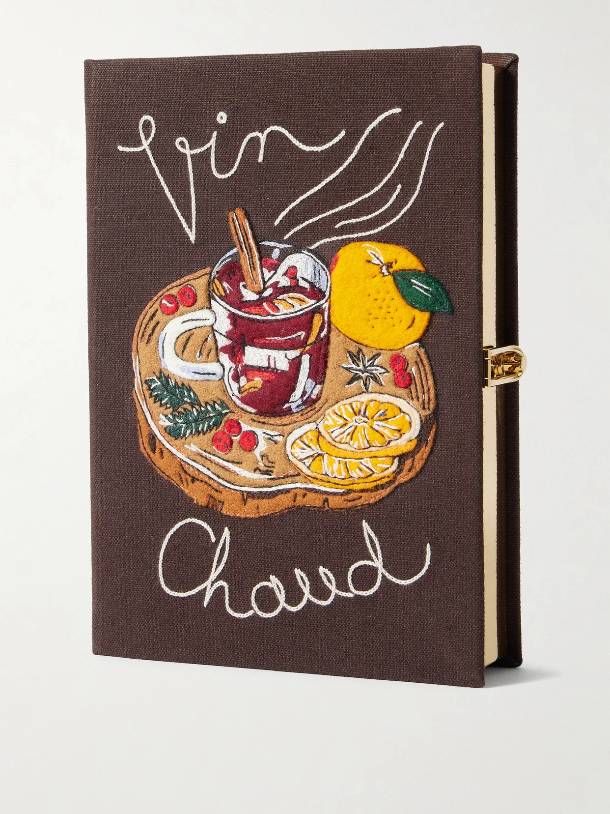 Vin Chaud Embroidered Appliquéd Canvas Clutch - 1