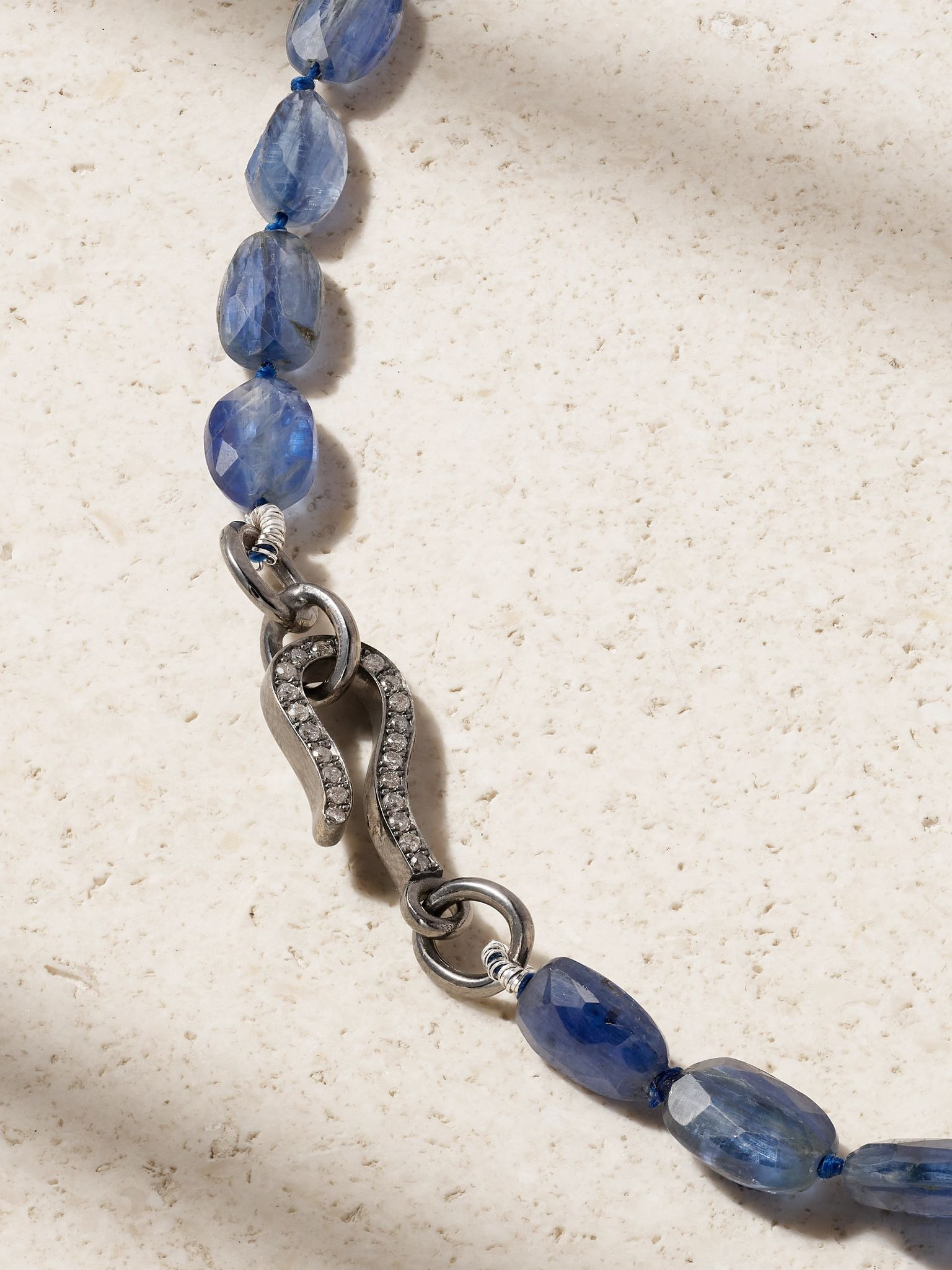 18-karat white gold, sterling silver, kyanite and diamond necklace Gold - 3