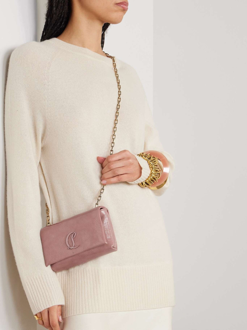 Christian Louboutin Loubi54 embellished crinkled patent-leather shoulder bag Baby pink outlook