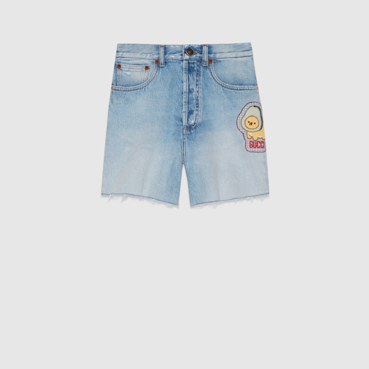 Denim short with animal embroidery - 1