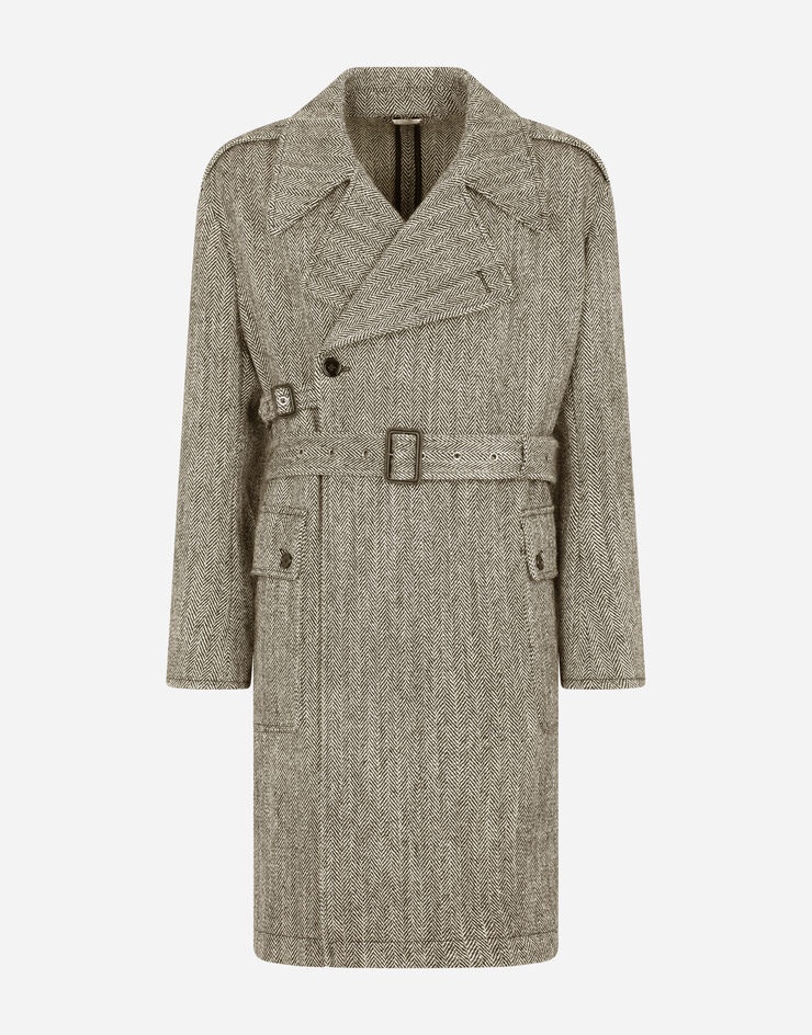 Herringbone wool trench coat - 3