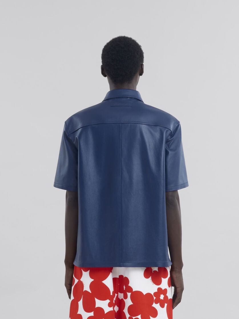 SHORT SLEEVED SHIRT IN BLUE NAPPA - 3