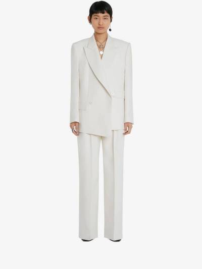 Alexander McQueen Double-breasted Wool Boxy Jacket in Ivory outlook