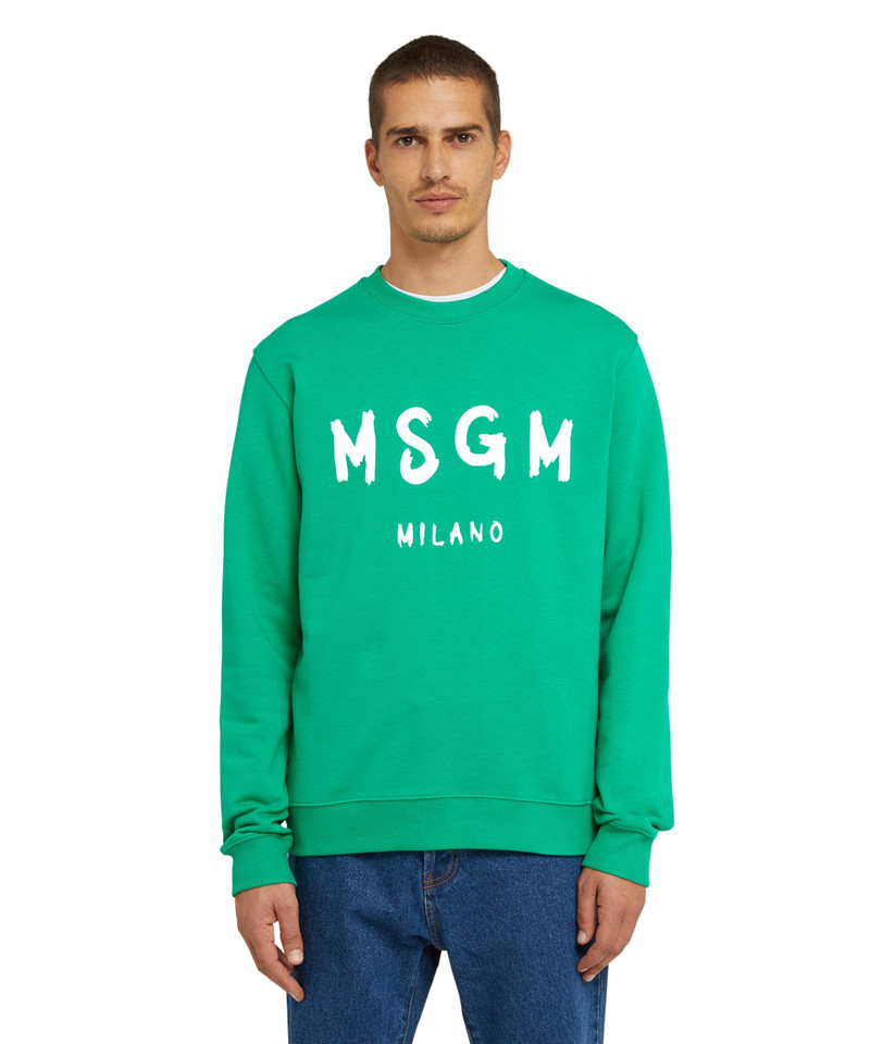 MSGM Cotton t-shirt with brushstroke logo outlook