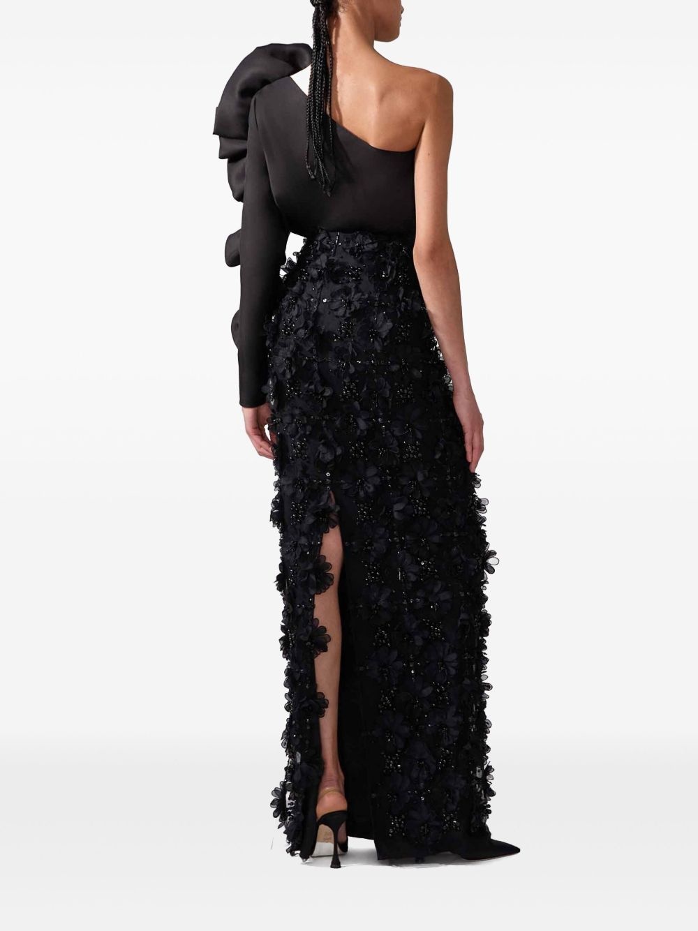 embroidered tulle column skirt - 3
