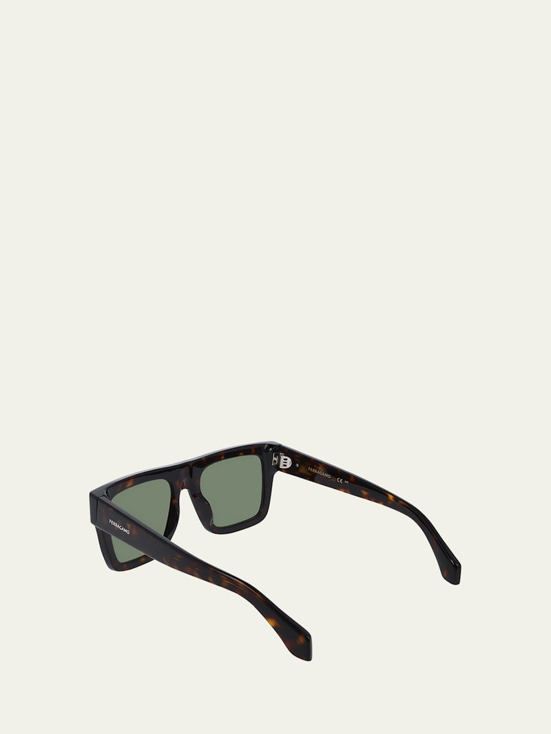 FERRAGAMO Men's Rivets Acetate Square Sunglasses outlook