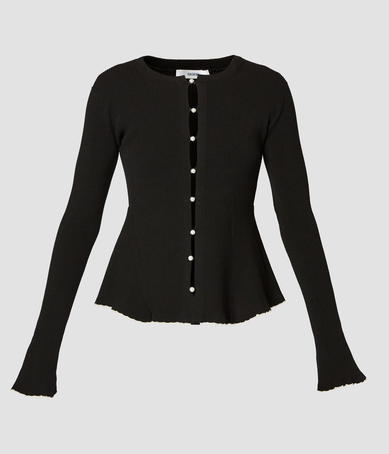 Erdem PEPLUM RIBBED CARDIGAN outlook