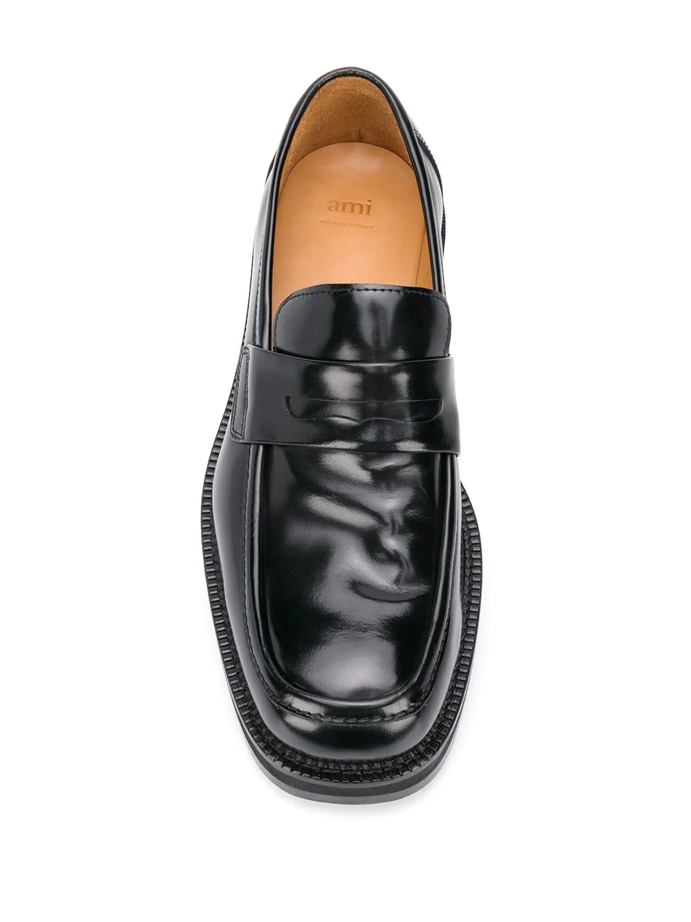 leather square-toe loafers - 4