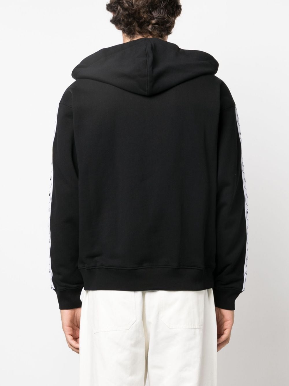 logo-tape zip-up cotton hoodie - 4