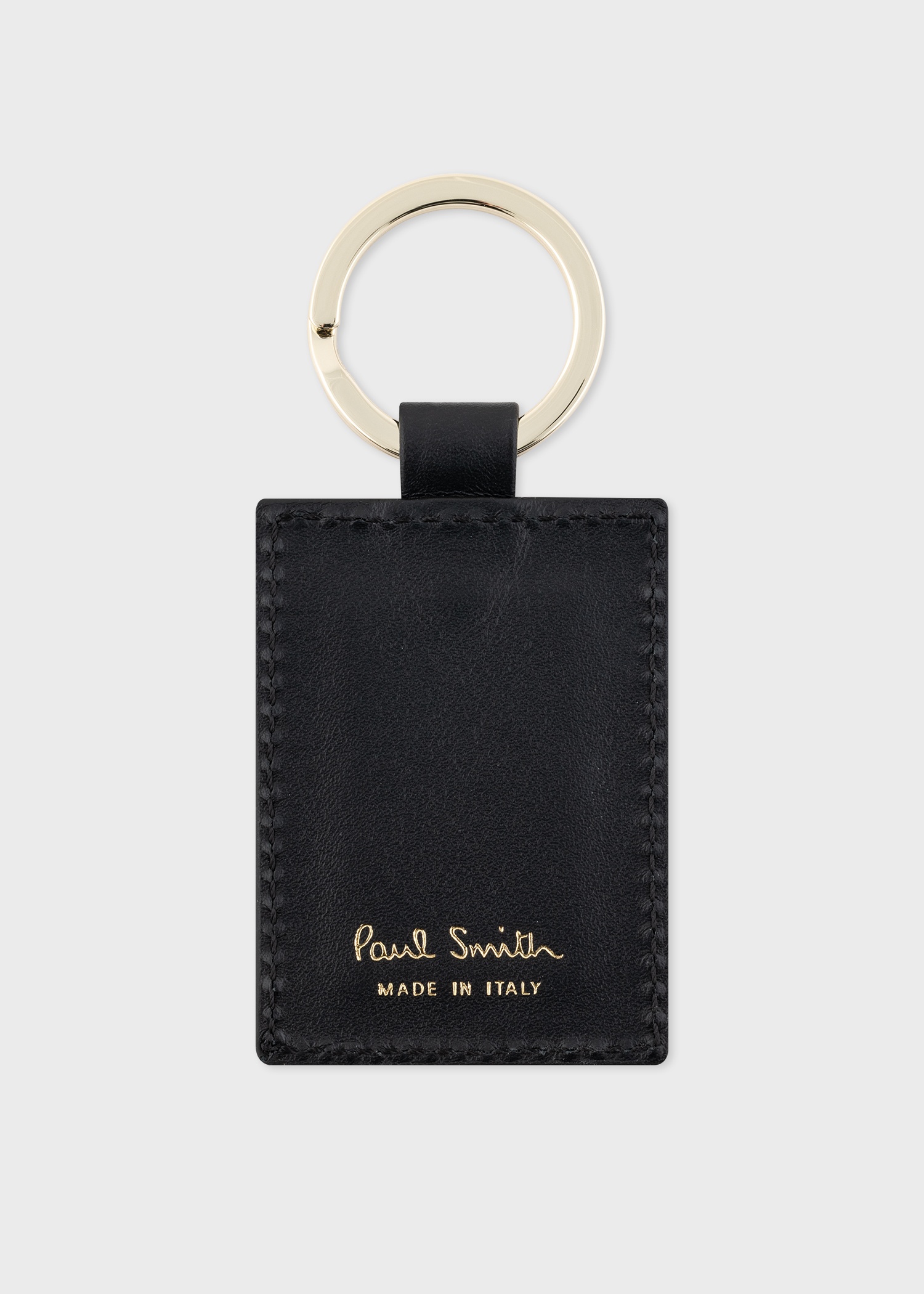 Black Calf Leather 'Signature Stripe' Keyring - 2