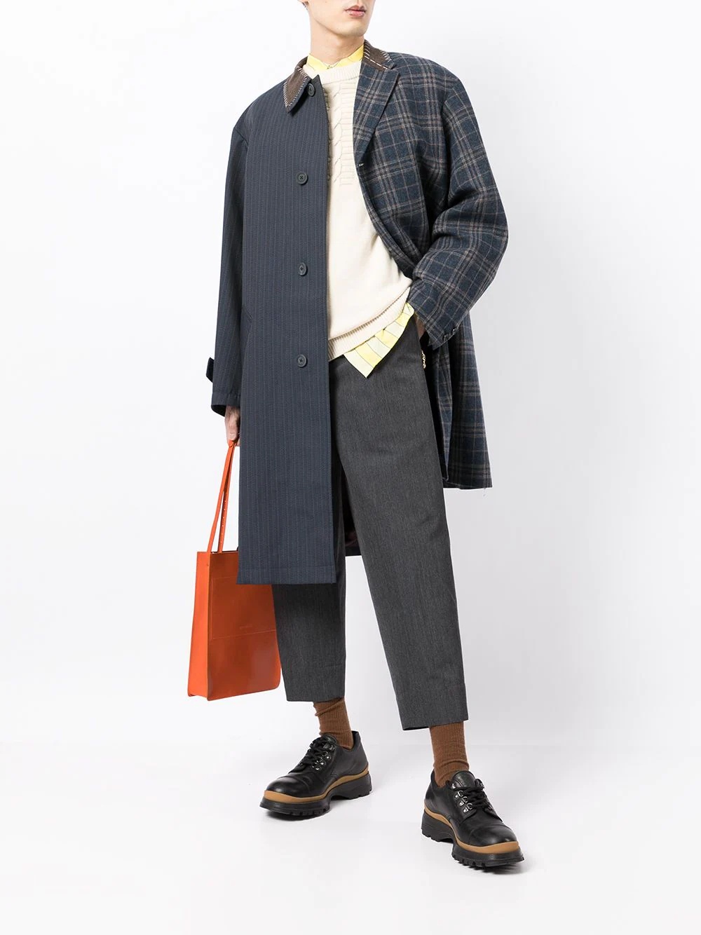 contrast-cut tailored wool coat - 2