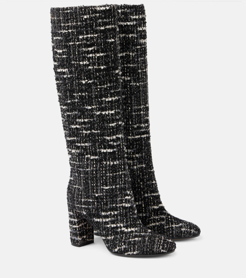 below-the-knee tweed boots - 1