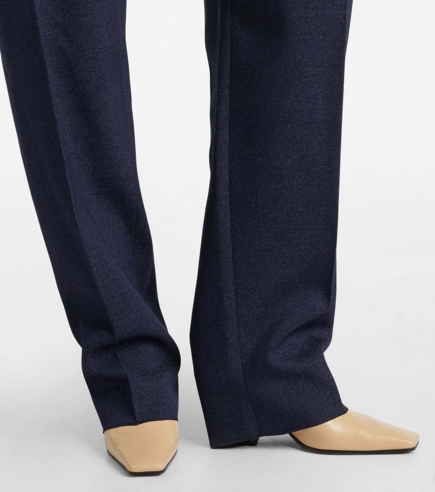 Melange wool straight pants - 5