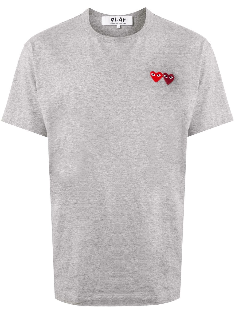 double heart appliquéd T-shirt - 1