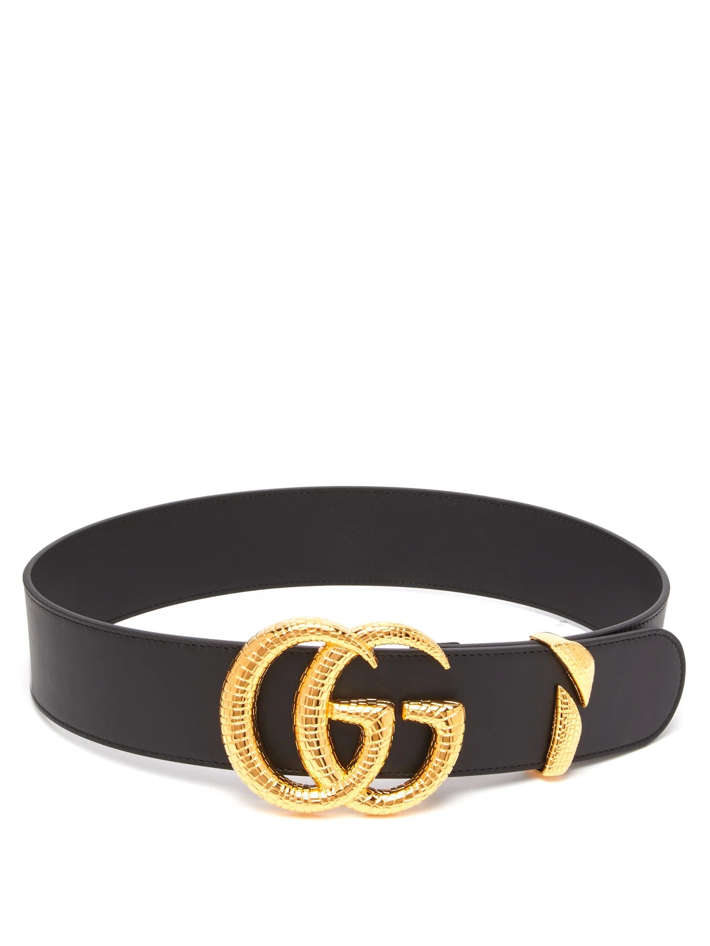 Snakeskin-effect GG-logo leather belt - 3