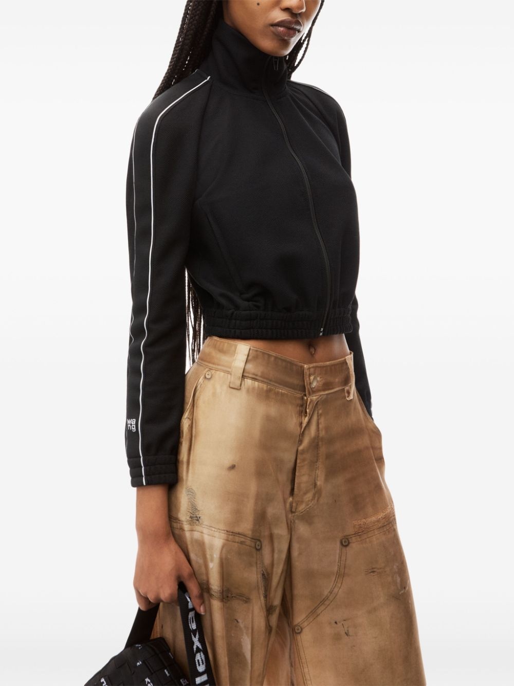 logo-tape cropped track jacket - 4