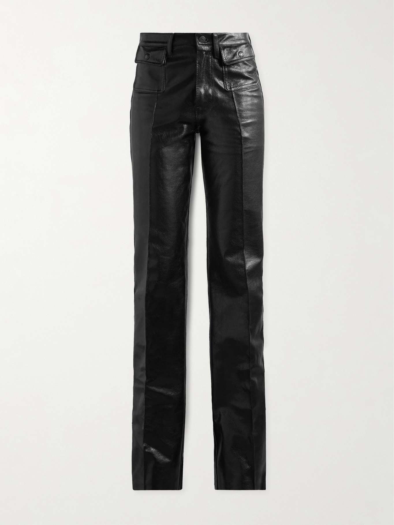 Paneled leather straight-leg pants - 1