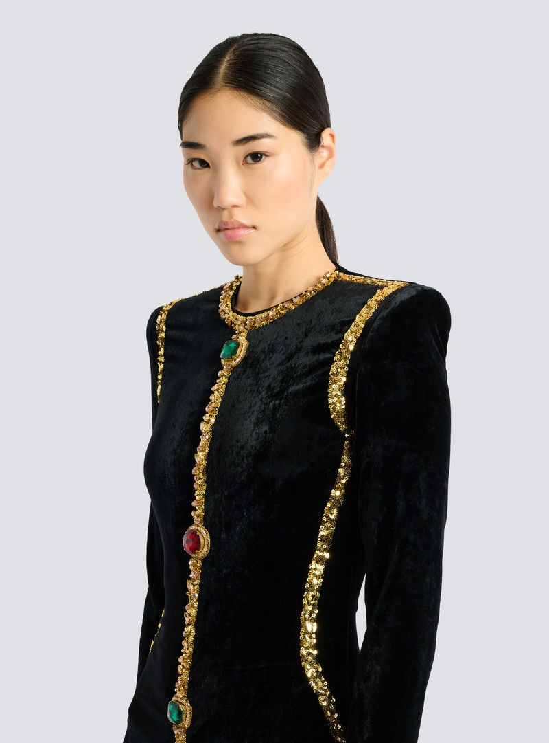 Long embellished velvet dress 5