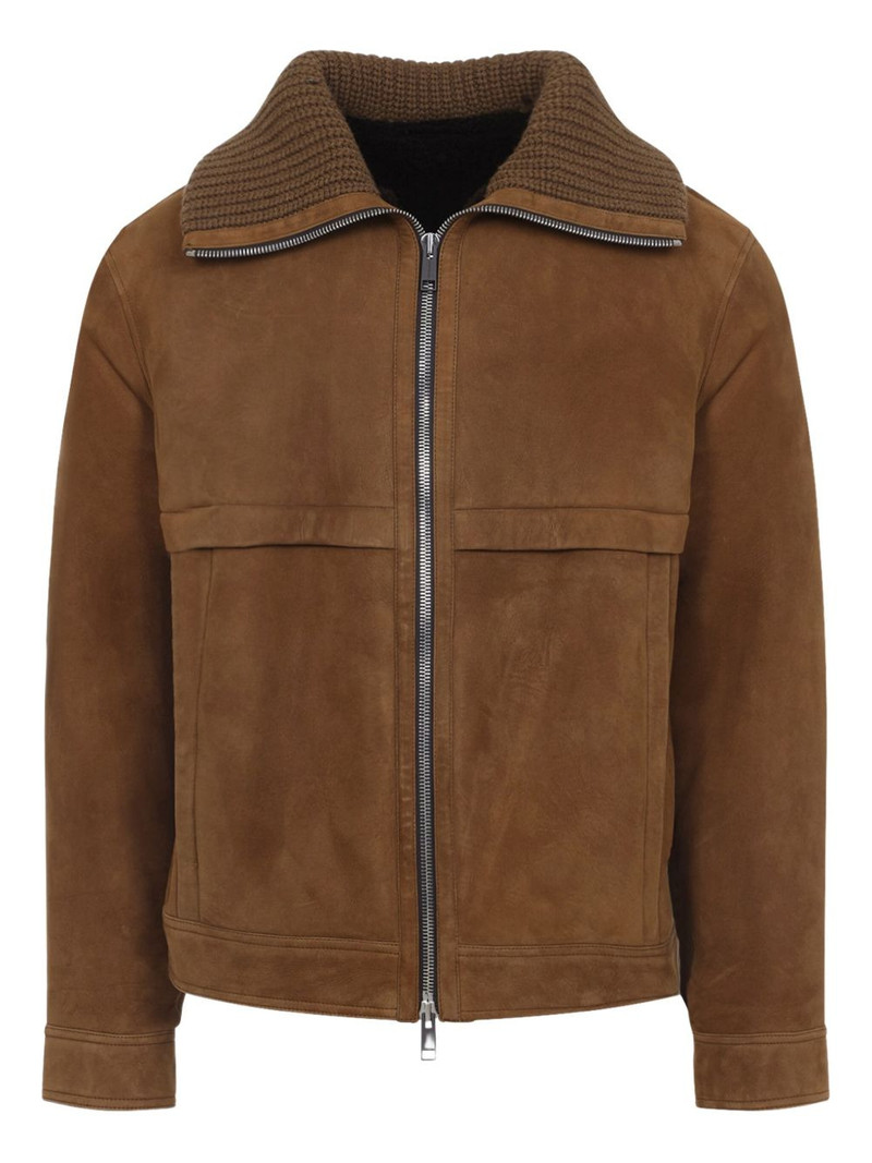 knitted-collar suede jacket 1