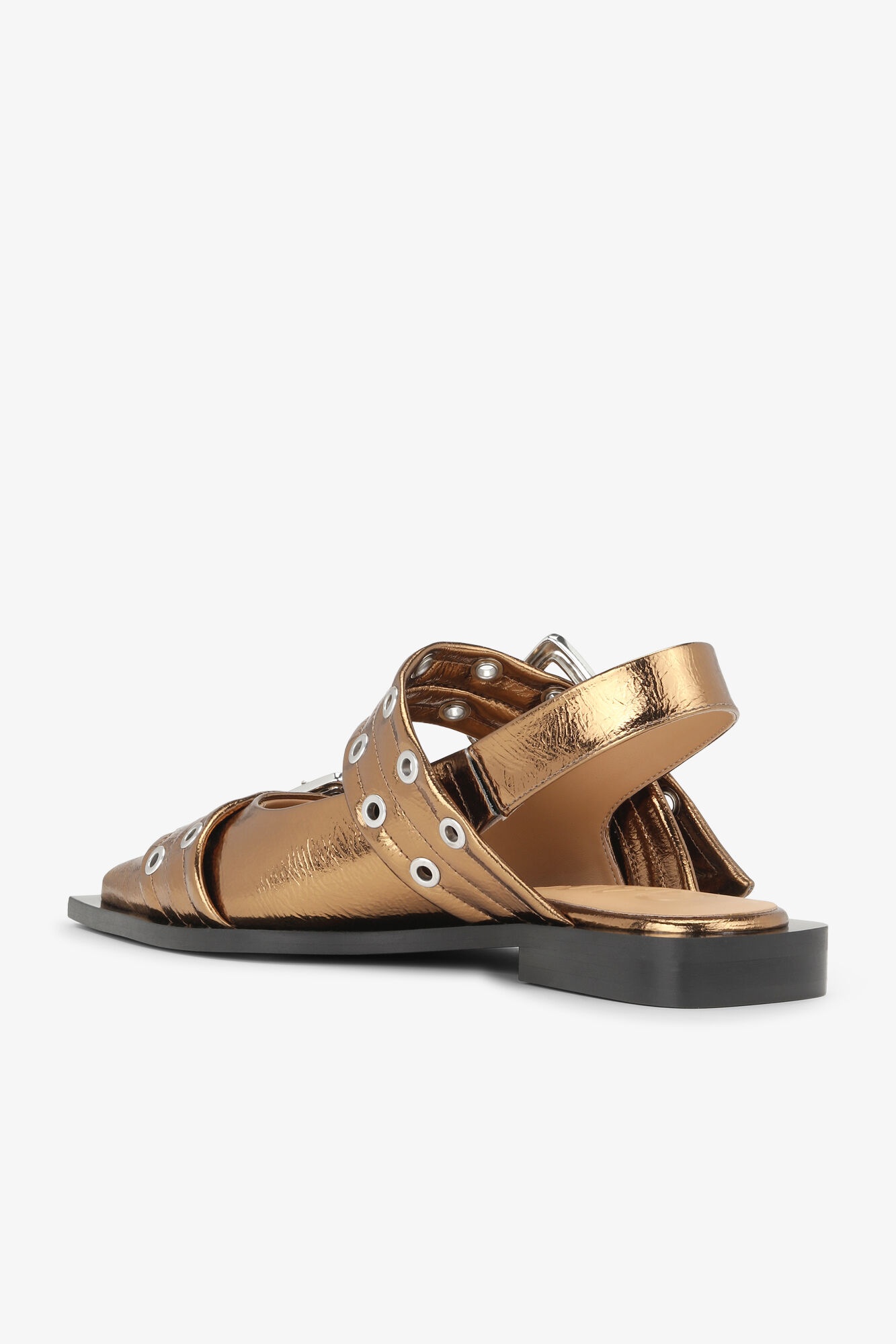 BROWN METALLIC FEMININE BUCKLE BALLERINAS - 3