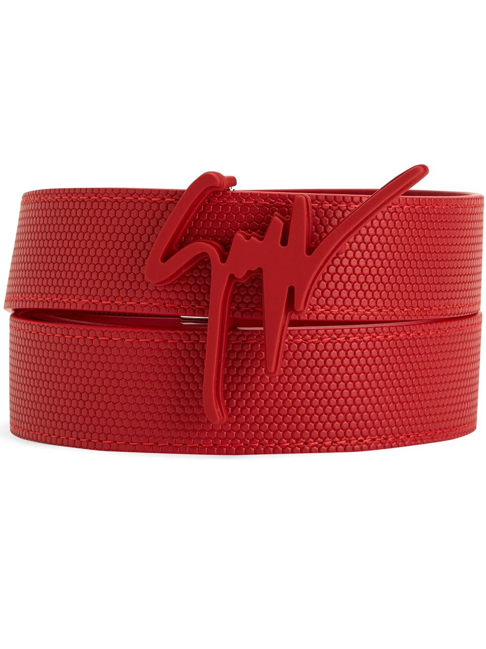 logo-plaque snakeskin-effect belt - 1