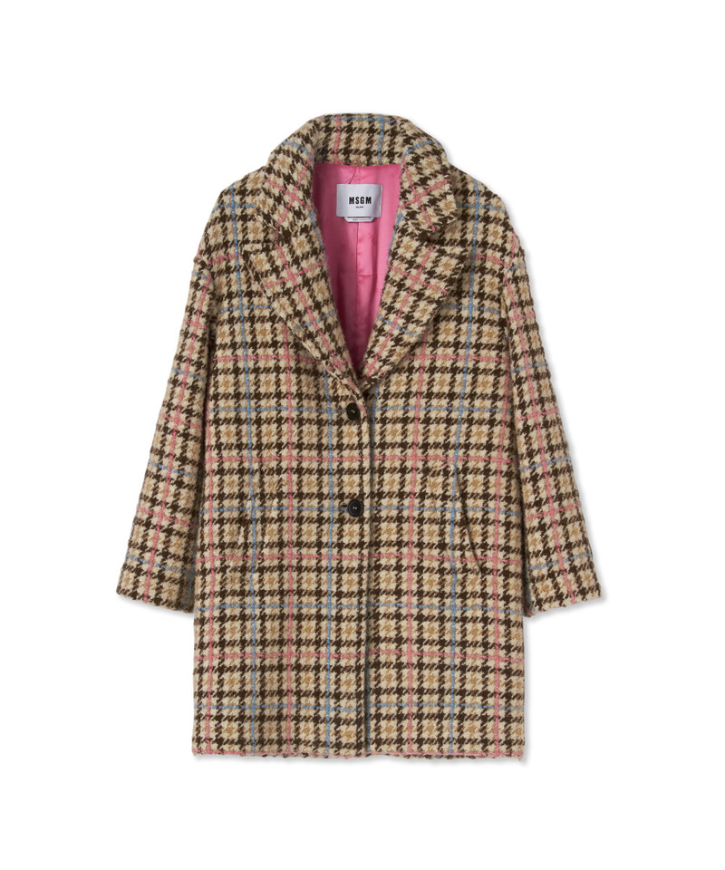 Blended wool coat with "Houndstooth Check" motif 1