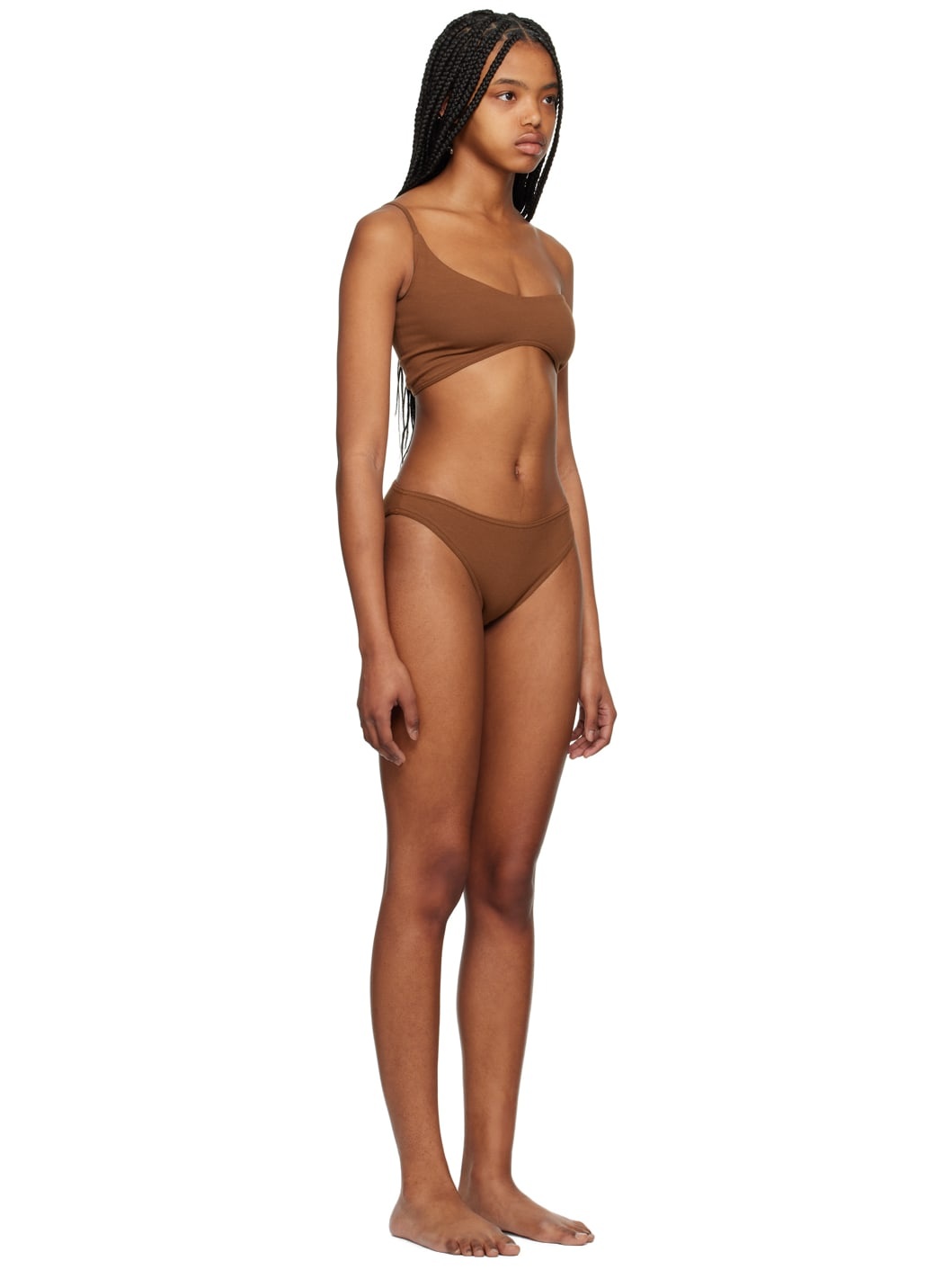 Brown Asymmetric Underwear Set - 2