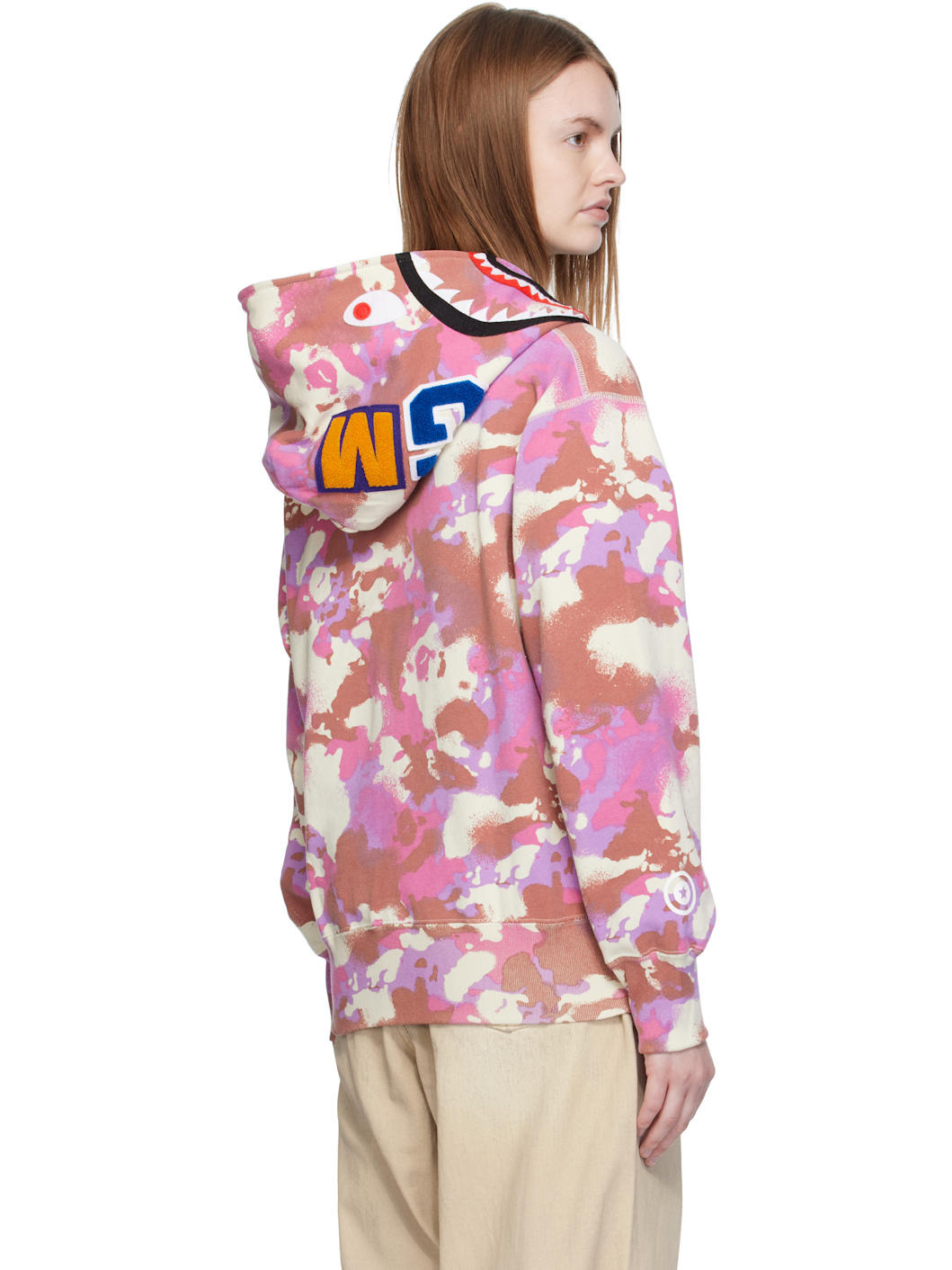 Pink Map Camo Shark Full Zip Hoodie - 3